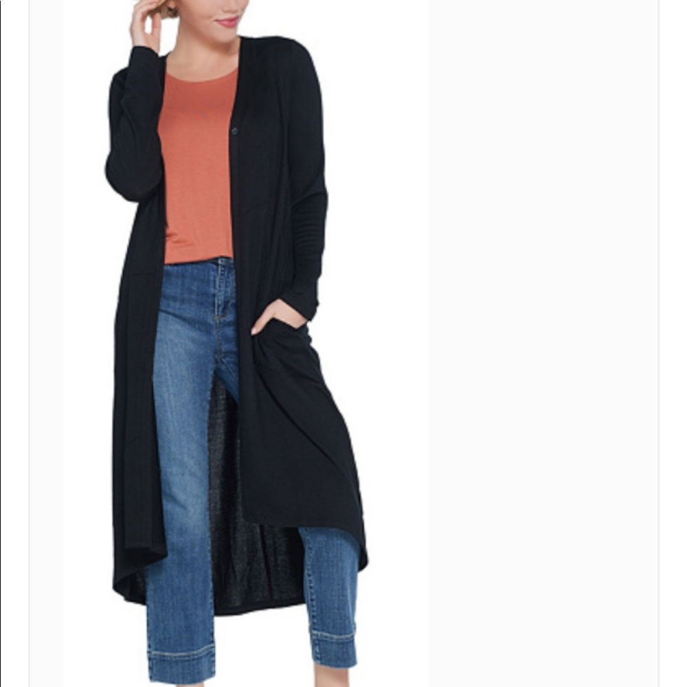 LOGO by Lori Goldstein Black Cardigan